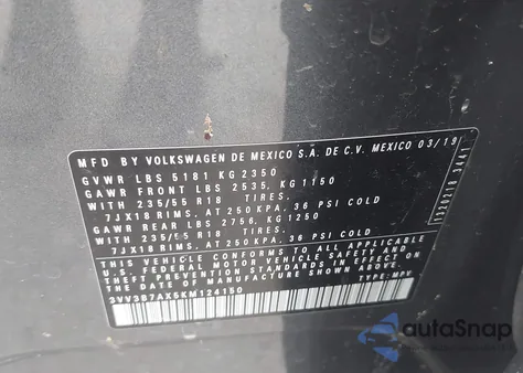 2019 Volkswagen Tiguan 2.0T Se/2.0T Sel/2.0T Sel R-Line/2.0T Sel R-Line Black from USA, damaged, VIN 3VV3B7AX5KM124150